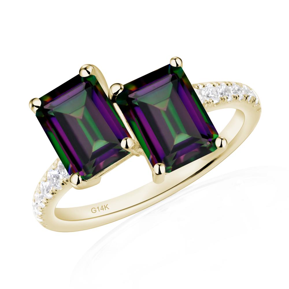 Emerald Cut Mystic Topaz Toi Et Moi Ring | LUO Jewelry #metal_14k yellow gold