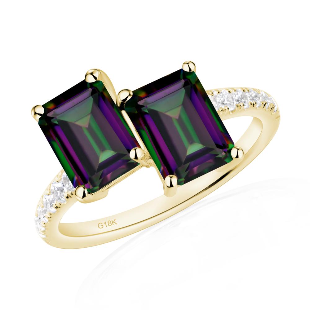 Emerald Cut Mystic Topaz Toi Et Moi Ring | LUO Jewelry #metal_18k yellow gold