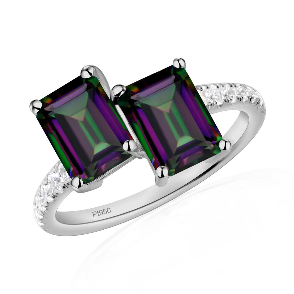 Emerald Cut Mystic Topaz Toi Et Moi Ring | LUO Jewelry #metal_platinum