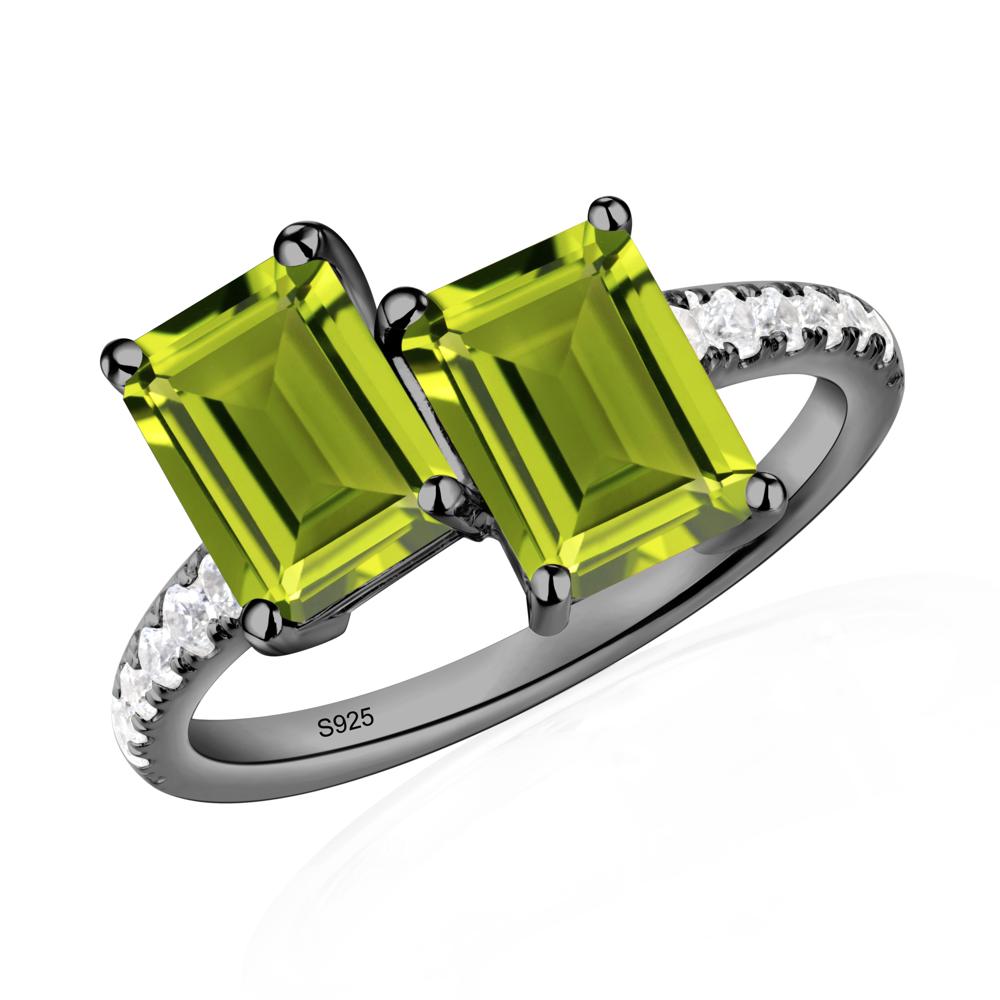 Peridot Toi Et Moi Ring | LUO Jewelry #metal_black finish sterling silver