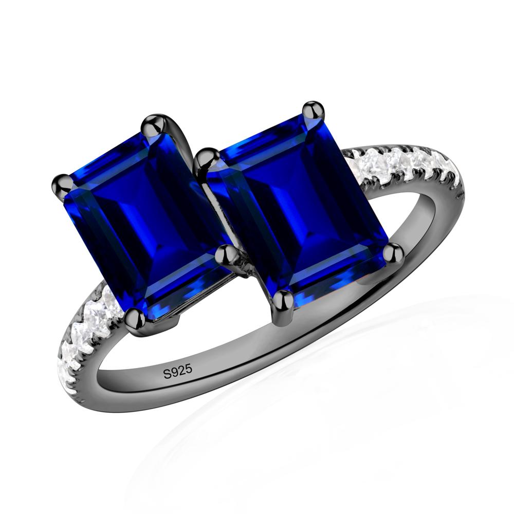 Sapphire Toi Et Moi Ring | LUO Jewelry #metal_black finish sterling silver