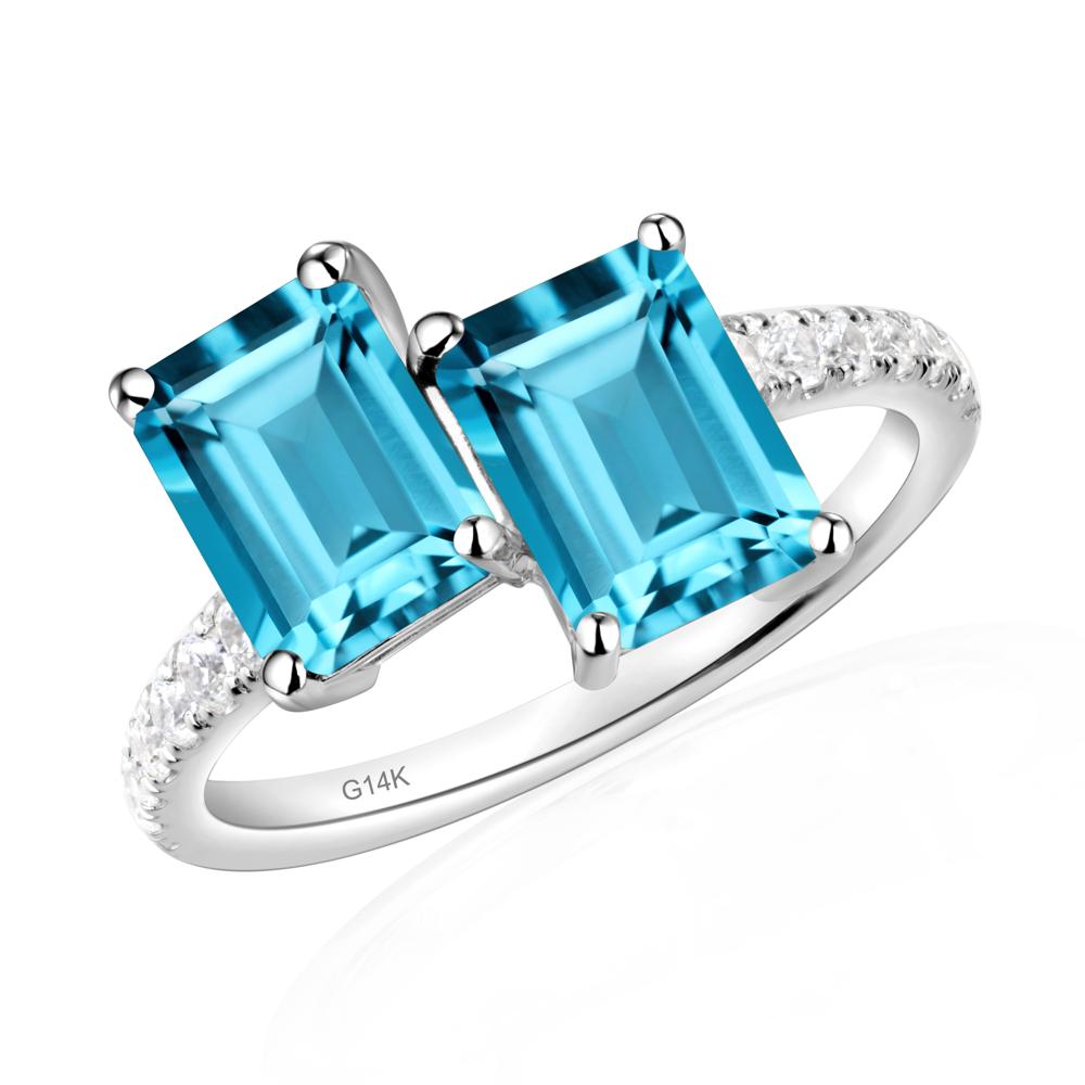 Swiss Blue Topaz Toi Et Moi Ring | LUO Jewelry #metal_14k white gold