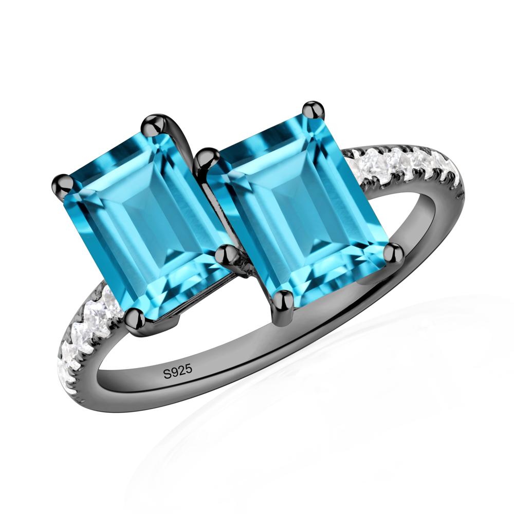 Swiss Blue Topaz Toi Et Moi Ring | LUO Jewelry #metal_black finish sterling silver