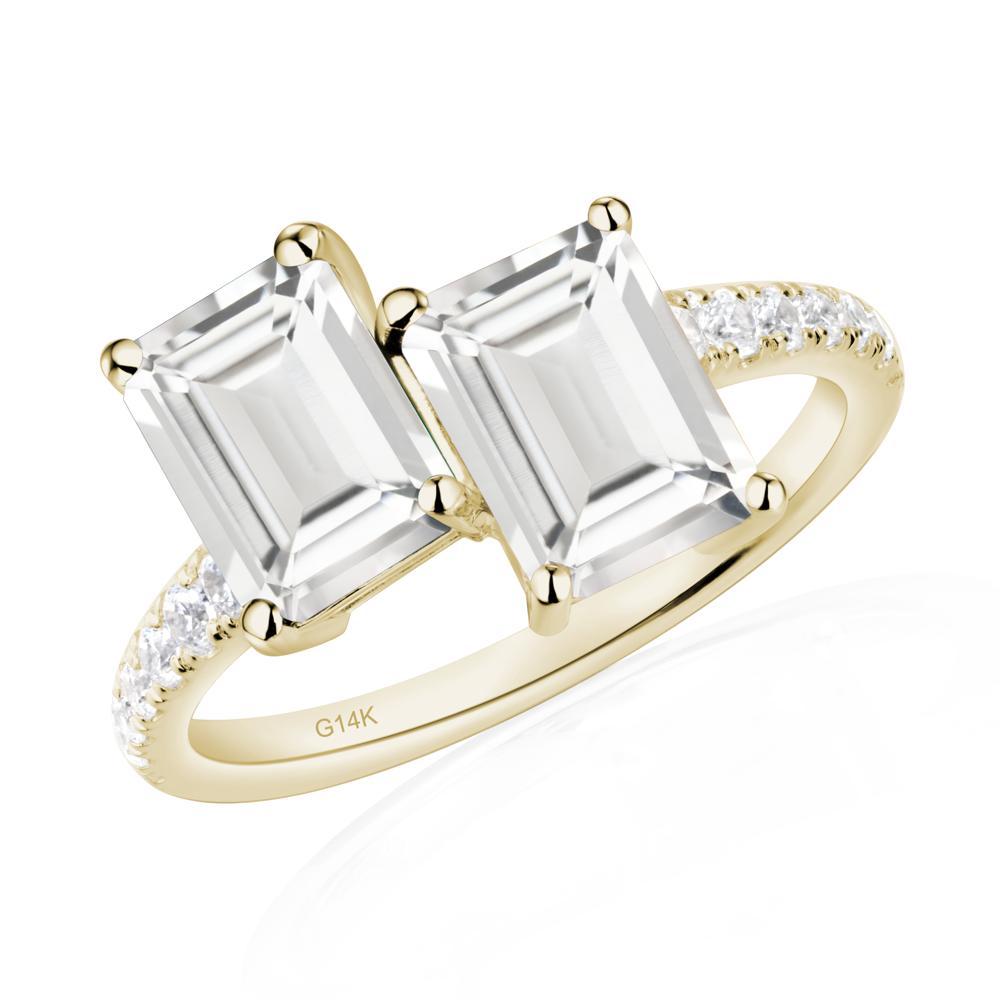 Emerald Cut White Topaz Toi Et Moi Ring | LUO Jewelry #metal_14k yellow gold