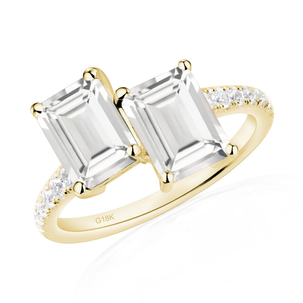 Emerald Cut White Topaz Toi Et Moi Ring | LUO Jewelry #metal_18k yellow gold