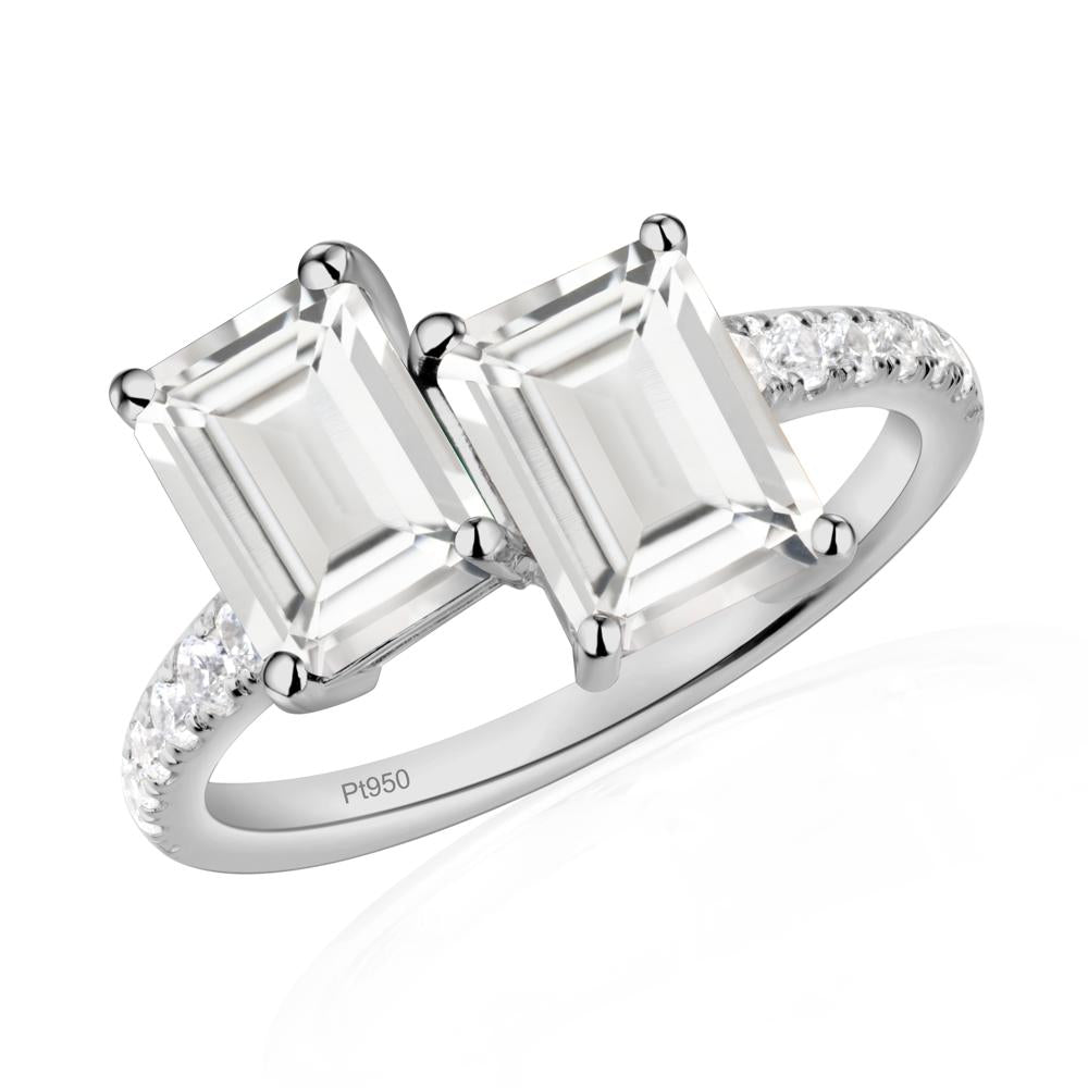 Emerald Cut White Topaz Toi Et Moi Ring | LUO Jewelry #metal_platinum