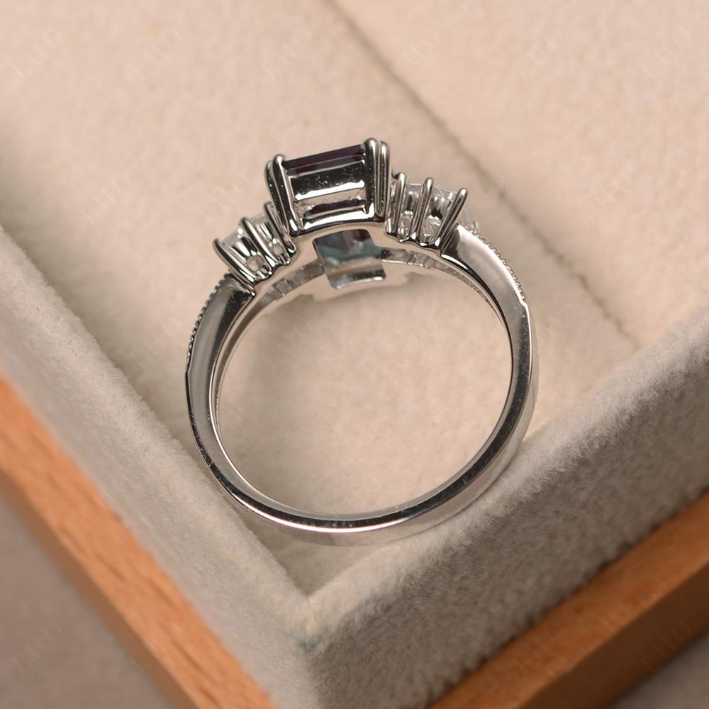 Emerald Cut Alexandrite Milgrain Ring - LUO Jewelry 