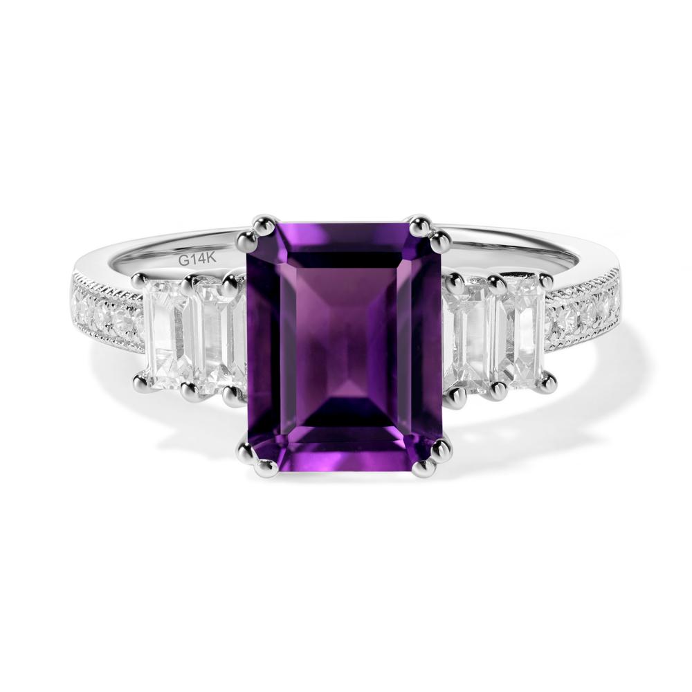 Amethyst Double Prong Engagement Ring - LUO Jewelry #metal_14k white gold