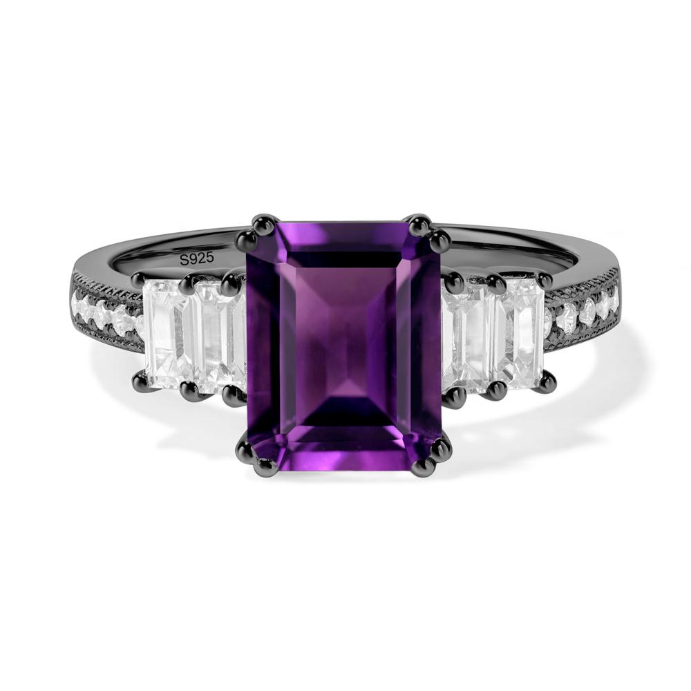 Amethyst Double Prong Engagement Ring - LUO Jewelry #metal_black finish sterling silver