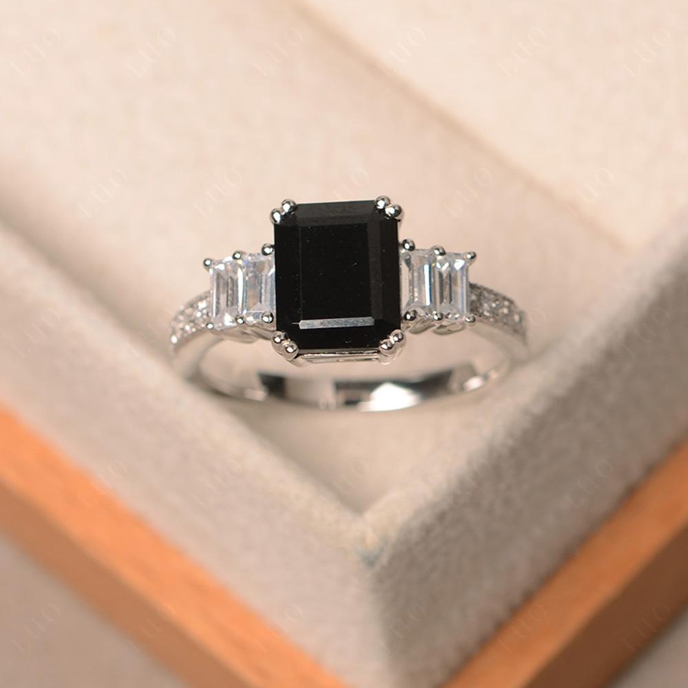 Black Spinel Double Prong Engagement Ring - LUO Jewelry 