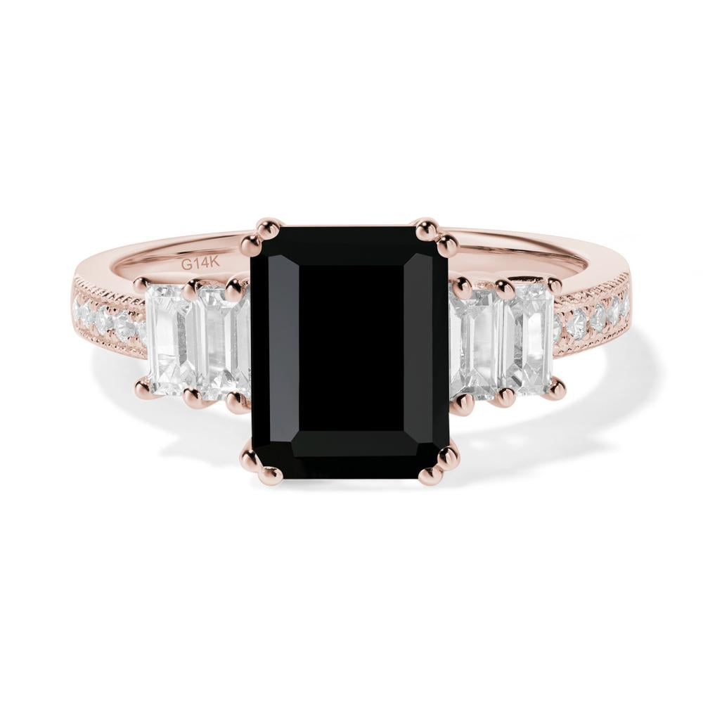 Black Spinel Double Prong Engagement Ring - LUO Jewelry #metal_14k rose gold