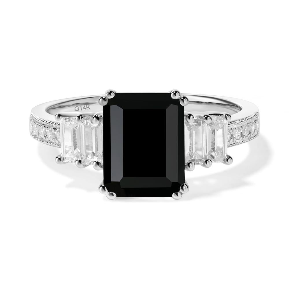 Black Spinel Double Prong Engagement Ring - LUO Jewelry #metal_14k white gold