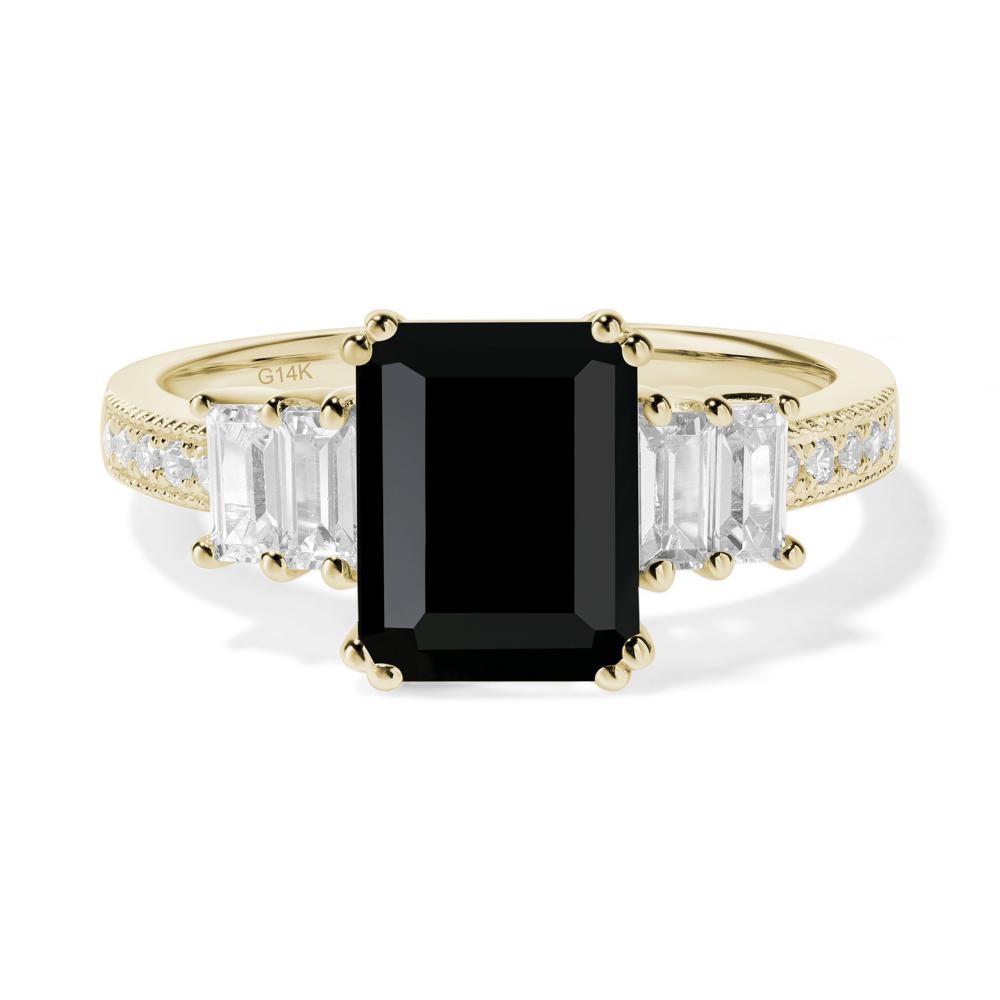 Black Spinel Double Prong Engagement Ring - LUO Jewelry #metal_14k yellow gold