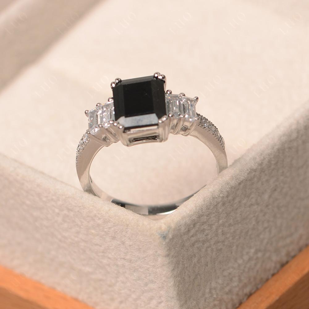 Black Spinel Double Prong Engagement Ring - LUO Jewelry 