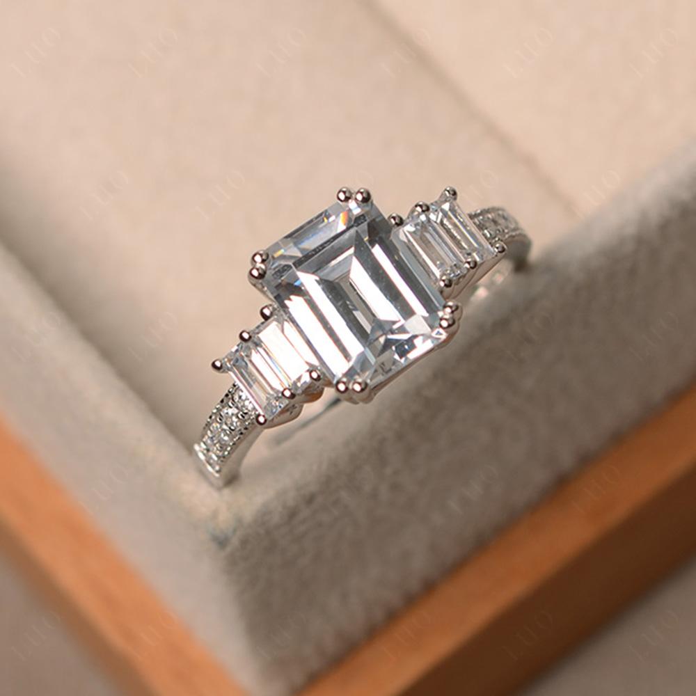 Emerald Cut Cubic Zirconia Milgrain Ring - LUO Jewelry 