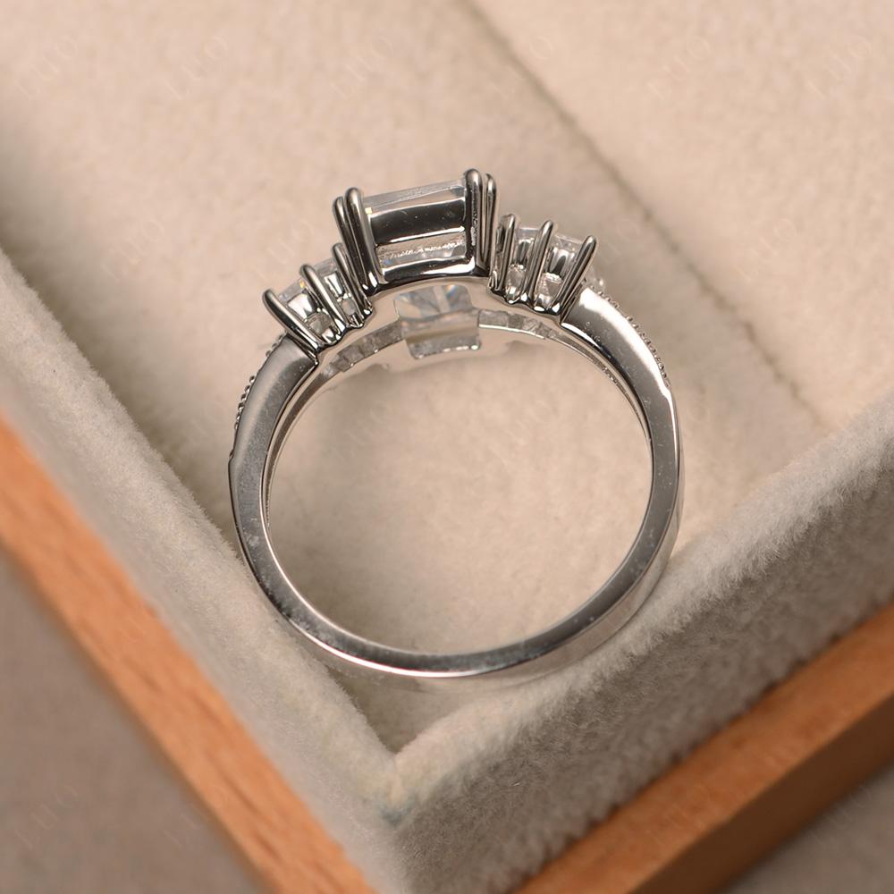 Emerald Cut Cubic Zirconia Milgrain Ring - LUO Jewelry 