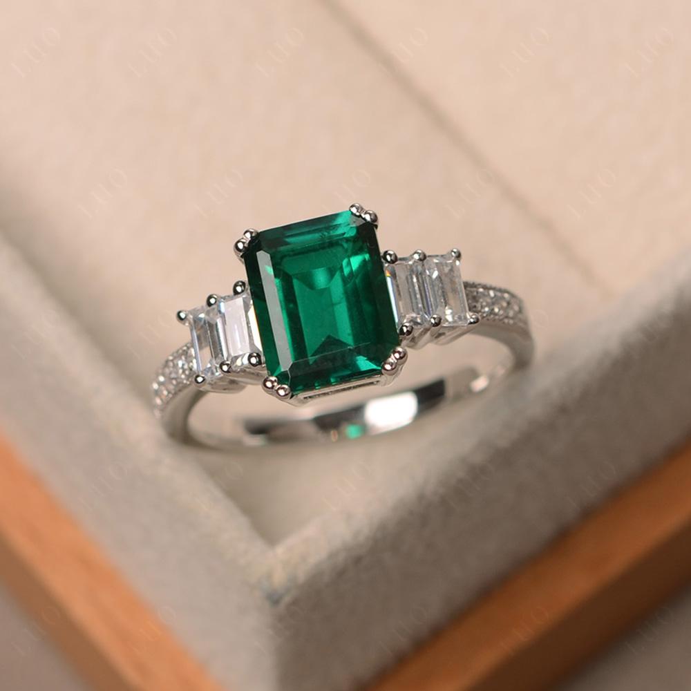 Emerald Double Prong Engagement Ring - LUO Jewelry 