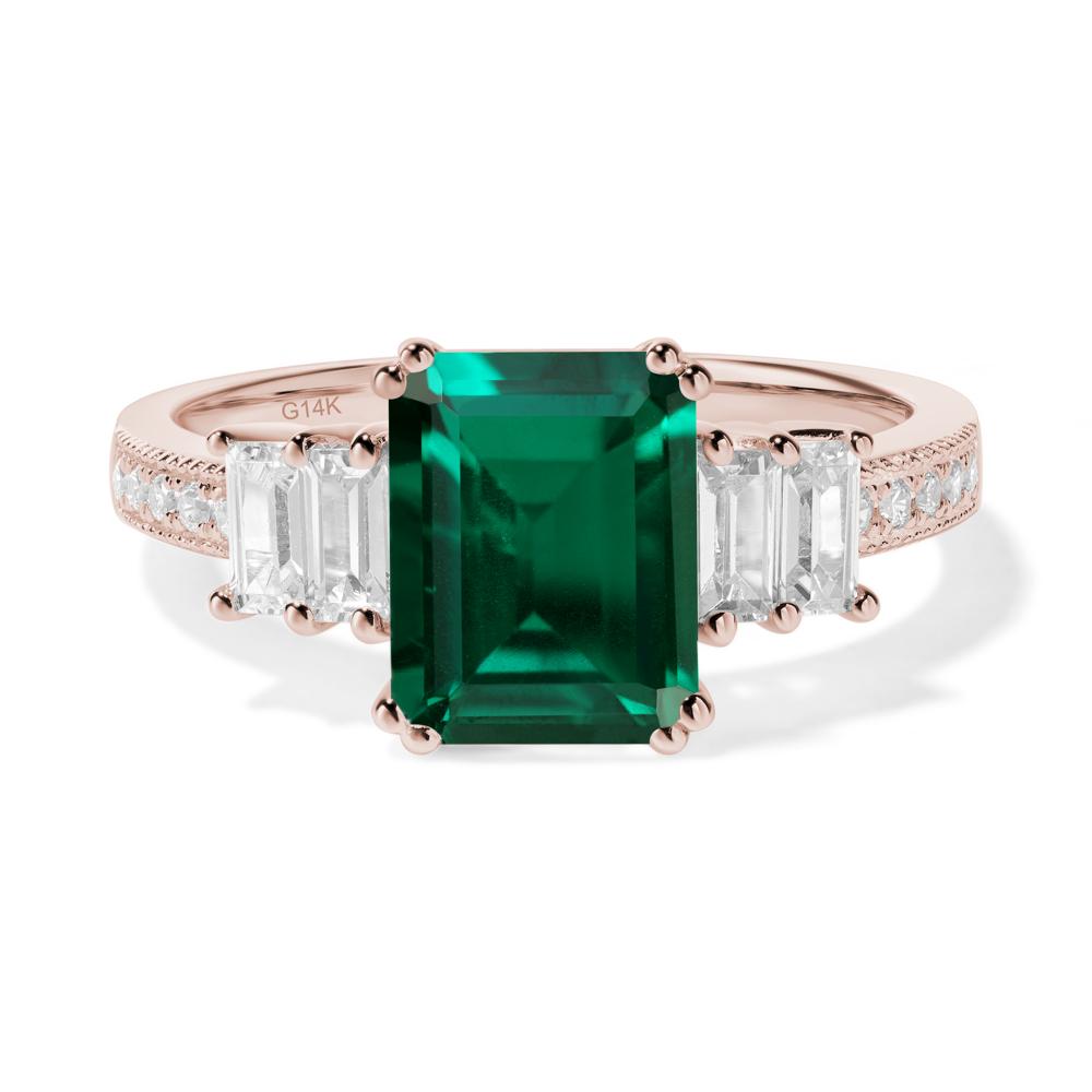 Emerald Double Prong Engagement Ring - LUO Jewelry #metal_14k rose gold