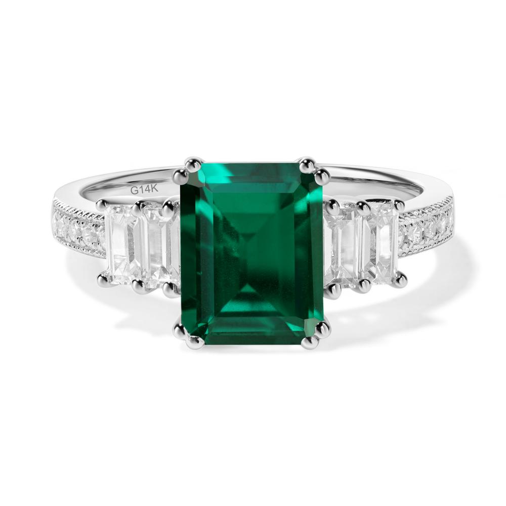 Emerald Double Prong Engagement Ring - LUO Jewelry #metal_14k white gold