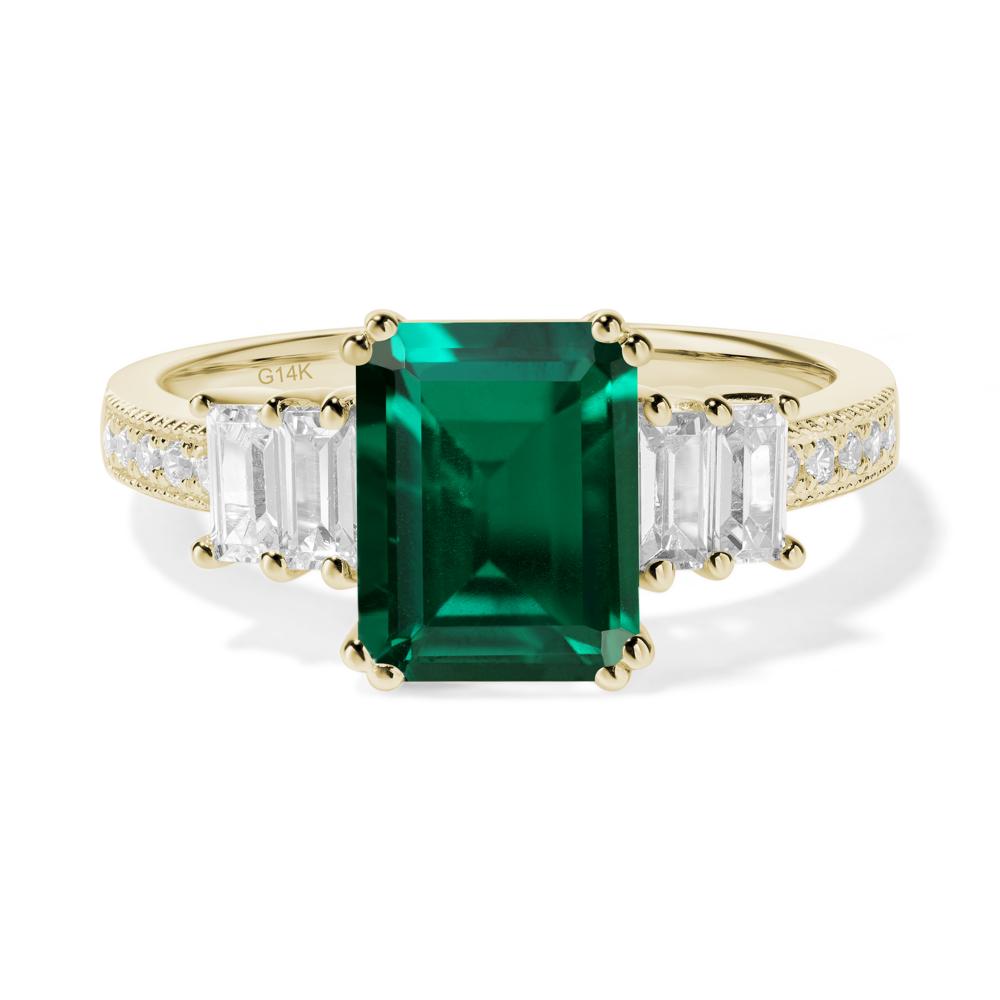 Emerald Double Prong Engagement Ring - LUO Jewelry #metal_14k yellow gold