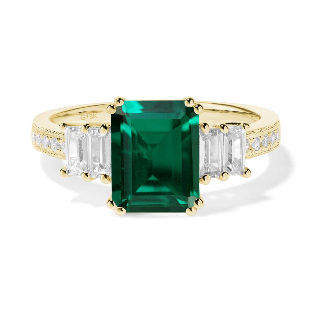 Emerald Double Prong Engagement Ring - LUO Jewelry #metal_18k yellow gold