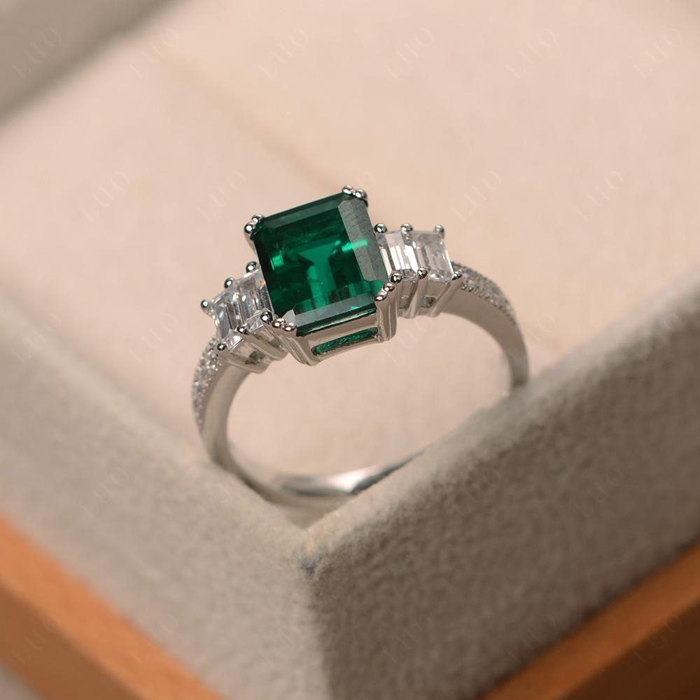 Emerald Double Prong Engagement Ring - LUO Jewelry 