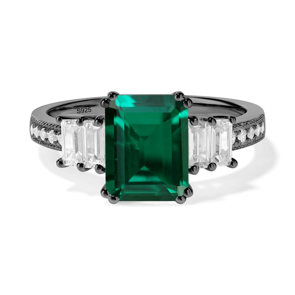 Emerald Double Prong Engagement Ring - LUO Jewelry #metal_black finish sterling silver