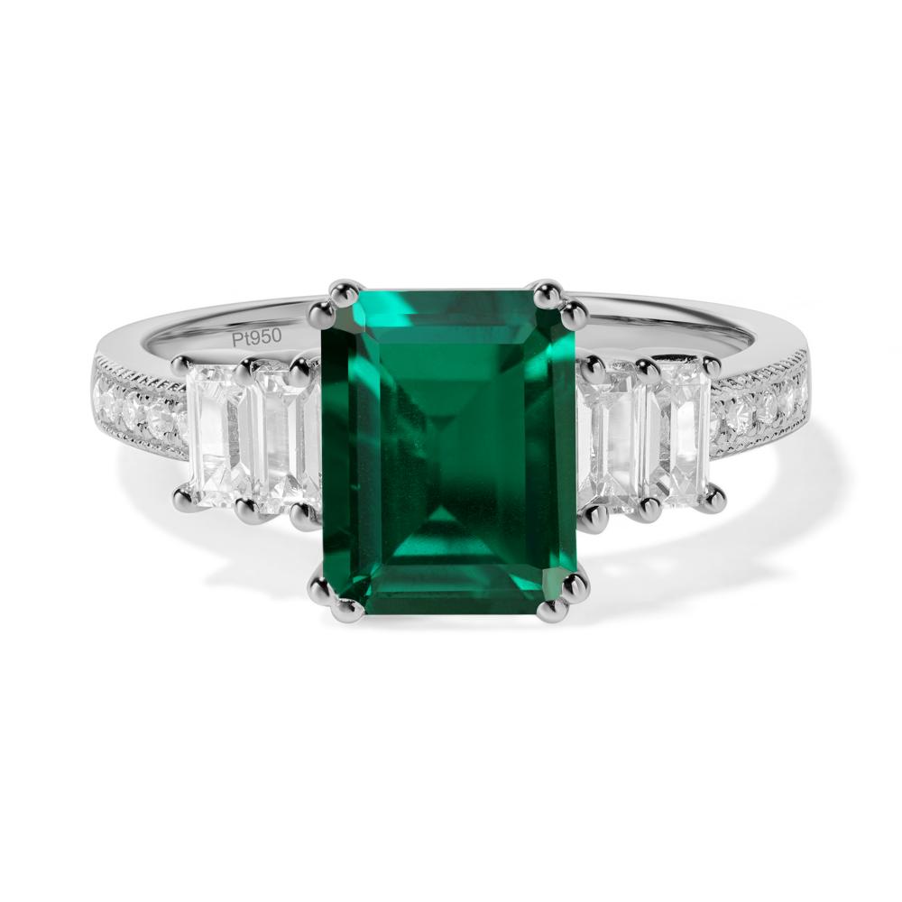 Emerald Double Prong Engagement Ring - LUO Jewelry #metal_platinum