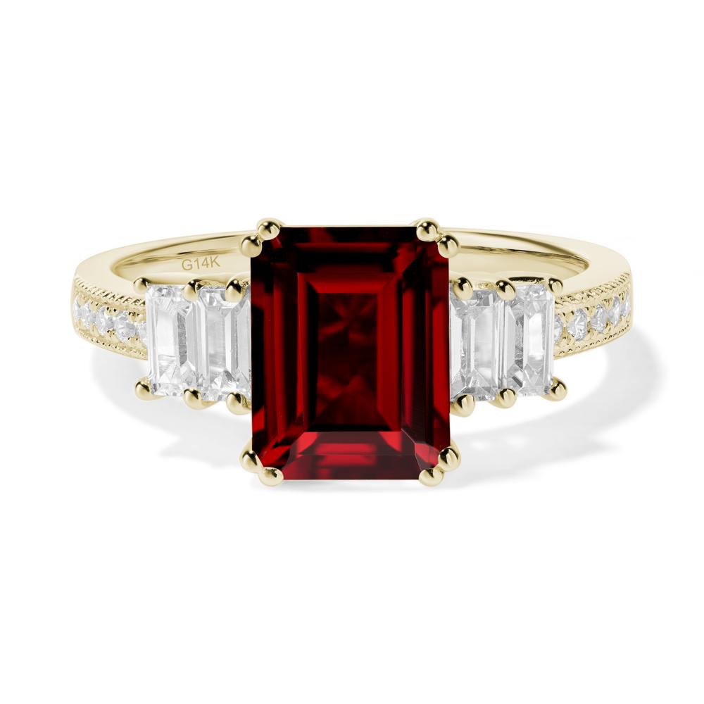 Double Prong Emerald Cut Garnet Ring - LUO Jewelry #metal_14k yellow gold