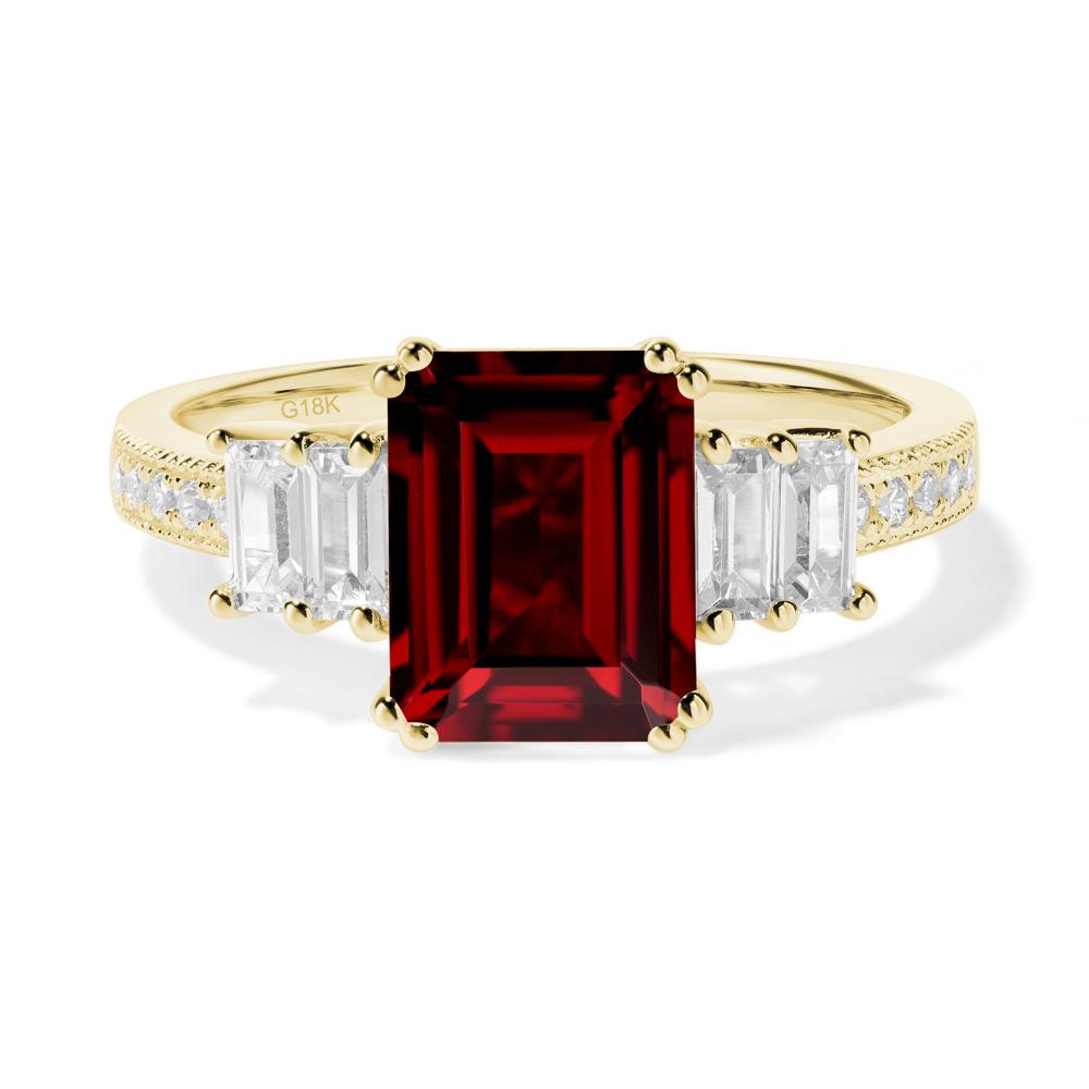 Double Prong Emerald Cut Garnet Ring - LUO Jewelry #metal_18k yellow gold