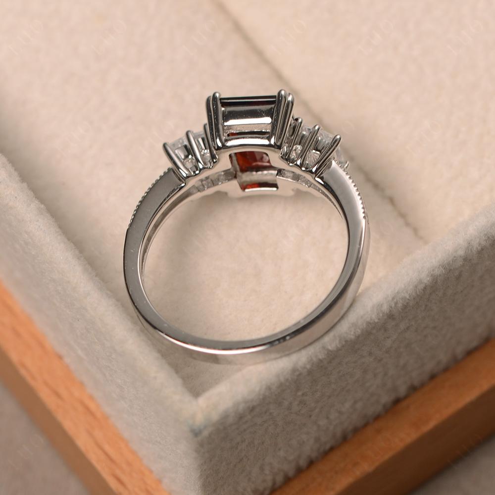 Double Prong Emerald Cut Garnet Ring - LUO Jewelry 