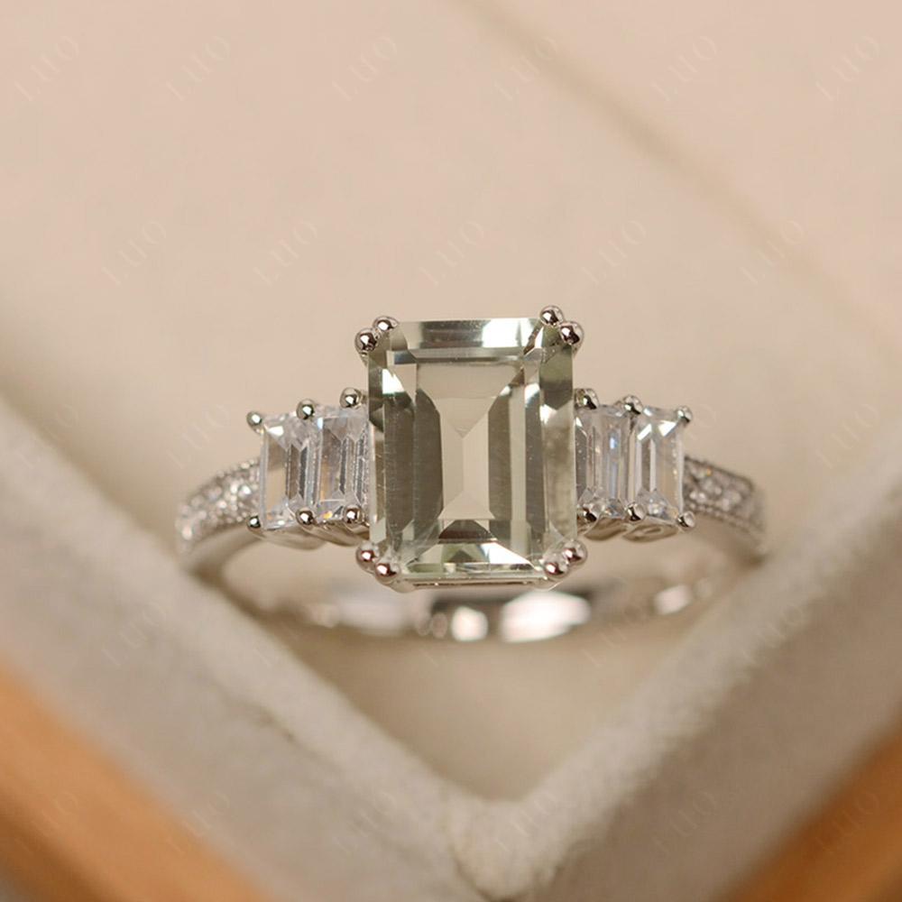 Green Amethyst Double Prong Engagement Ring - LUO Jewelry 