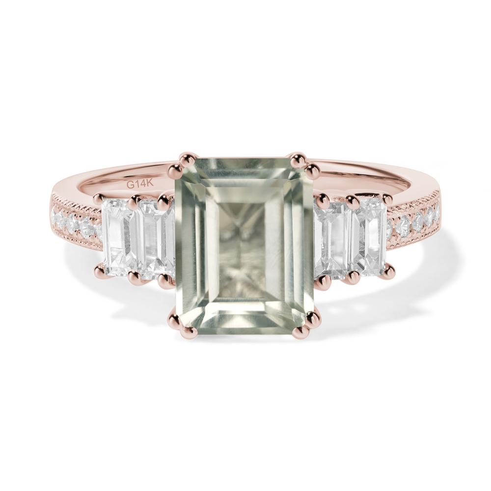 Green Amethyst Double Prong Engagement Ring - LUO Jewelry #metal_14k rose gold