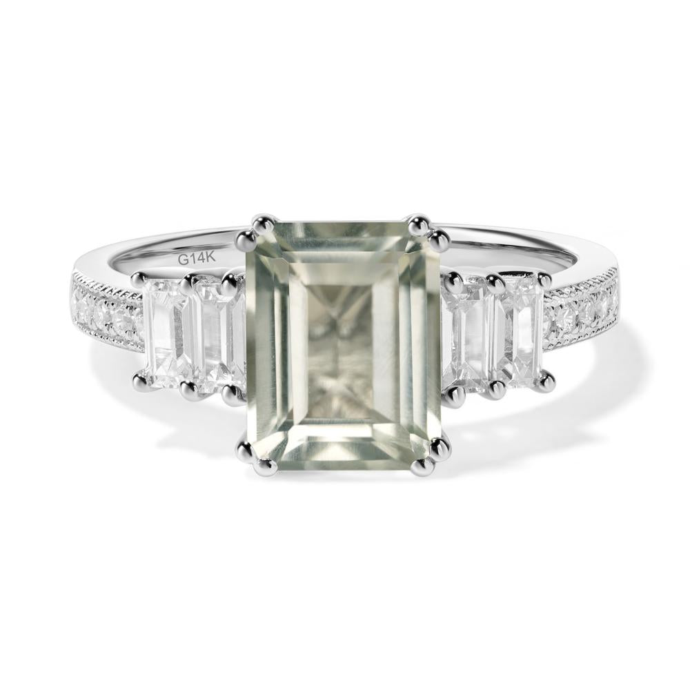 Green Amethyst Double Prong Engagement Ring - LUO Jewelry #metal_14k white gold