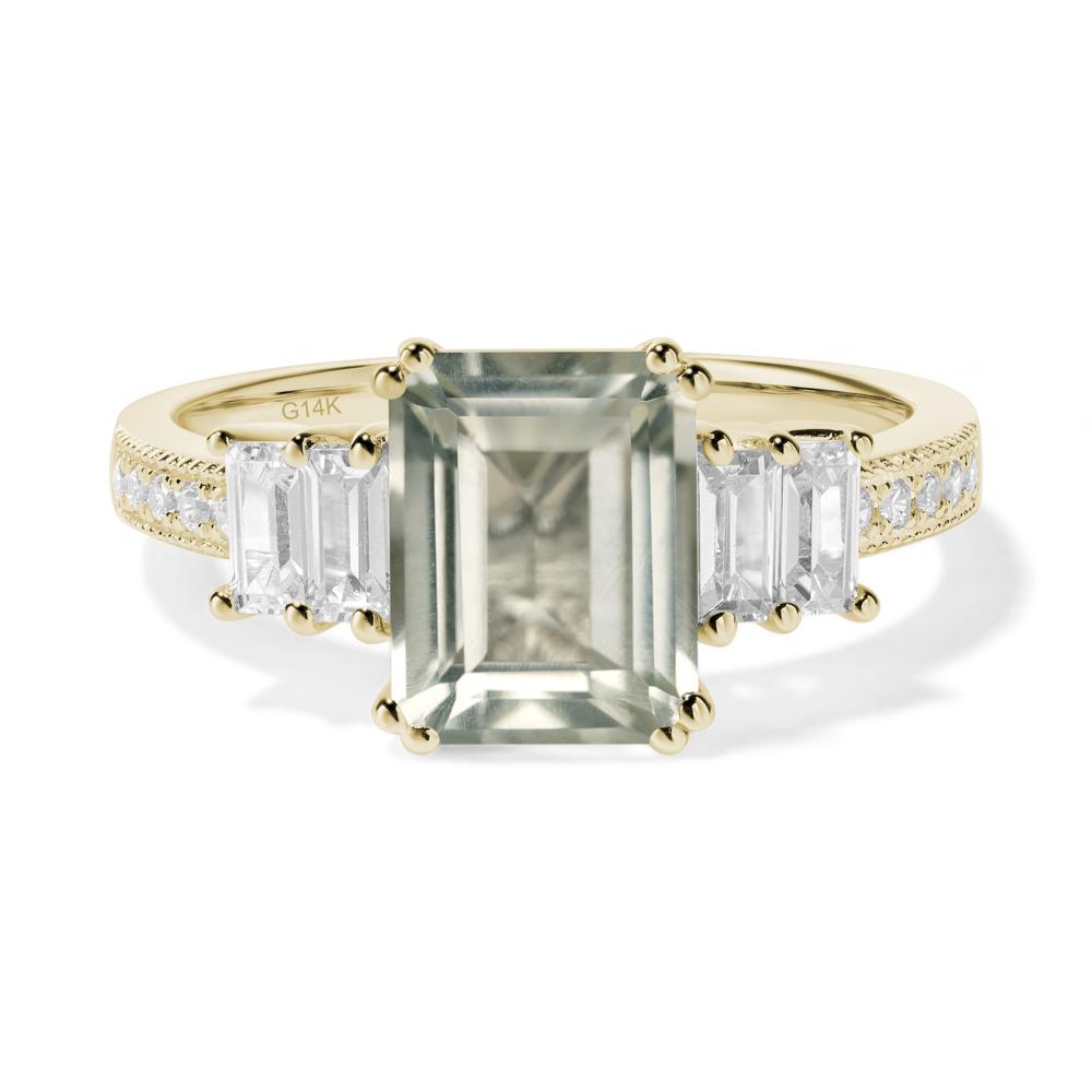 Green Amethyst Double Prong Engagement Ring - LUO Jewelry #metal_14k yellow gold