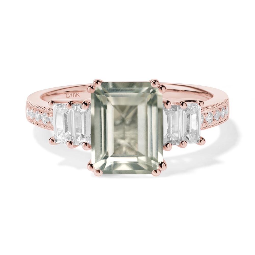 Green Amethyst Double Prong Engagement Ring - LUO Jewelry #metal_18k rose gold