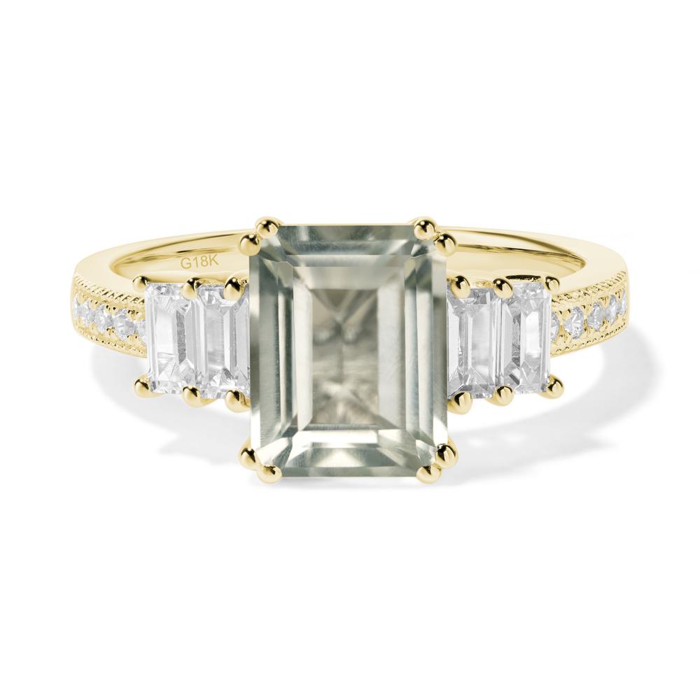 Green Amethyst Double Prong Engagement Ring - LUO Jewelry #metal_18k yellow gold