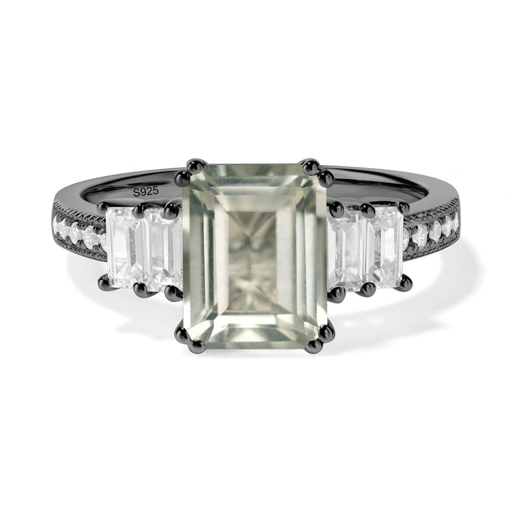 Green Amethyst Double Prong Engagement Ring - LUO Jewelry #metal_black finish sterling silver