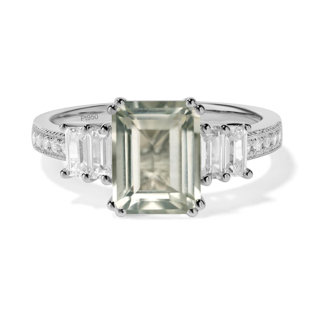 Green Amethyst Double Prong Engagement Ring - LUO Jewelry #metal_platinum