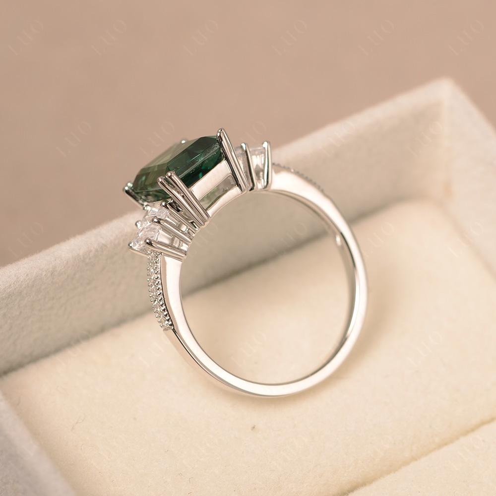 Emerald Cut Green Sapphire Milgrain Ring - LUO Jewelry 