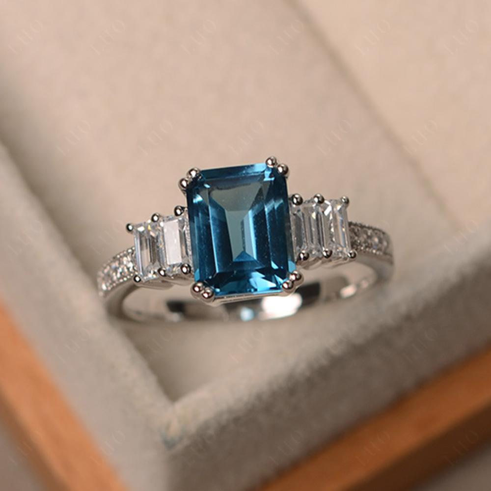 London Blue Topaz Double Prong Engagement Ring - LUO Jewelry 