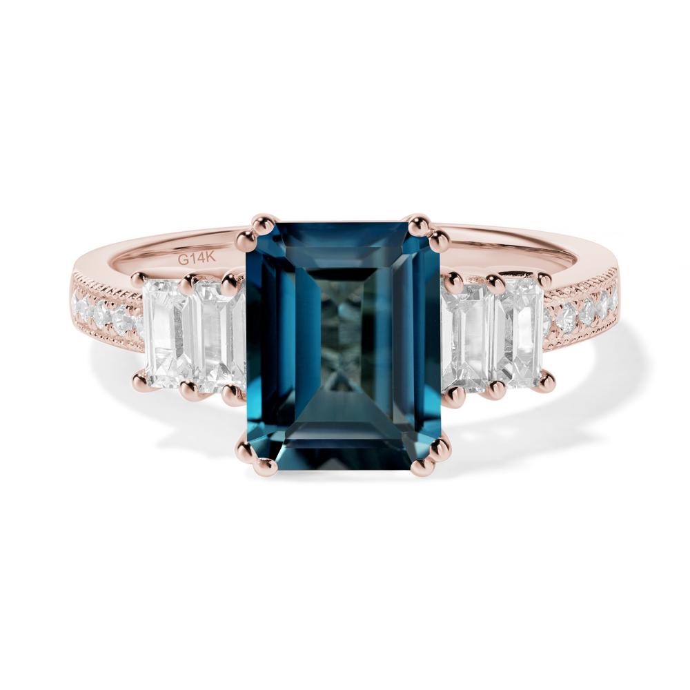 London Blue Topaz Double Prong Engagement Ring - LUO Jewelry #metal_14k rose gold