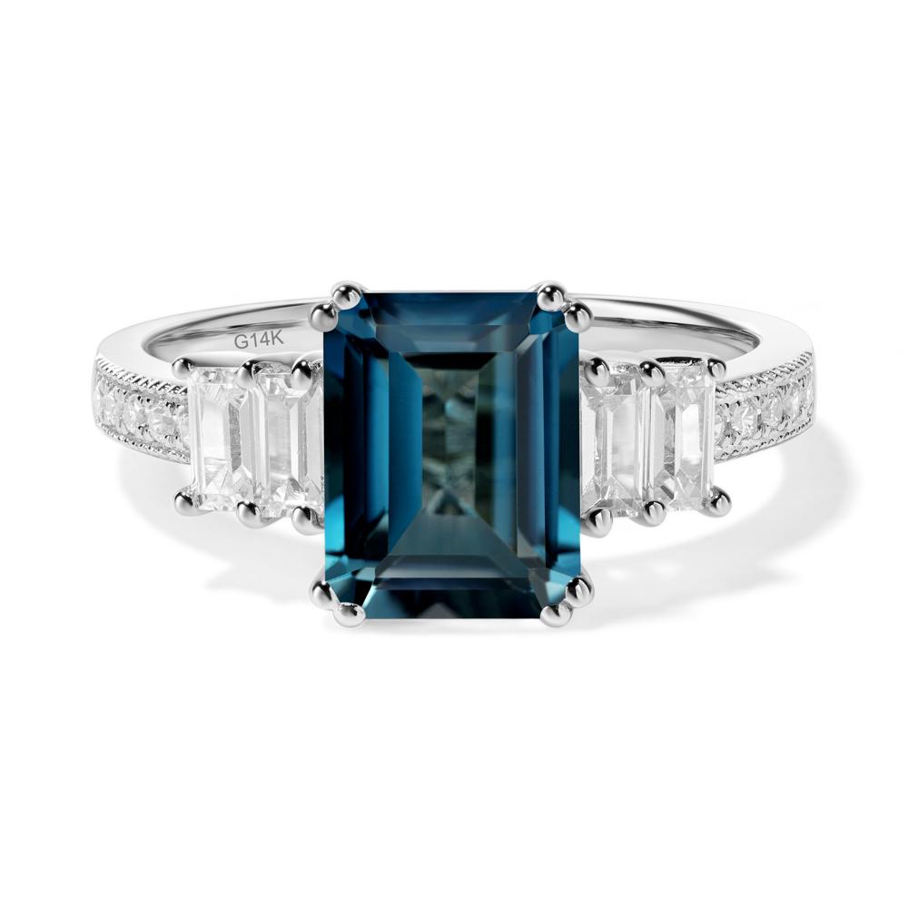 London Blue Topaz Double Prong Engagement Ring - LUO Jewelry #metal_14k white gold