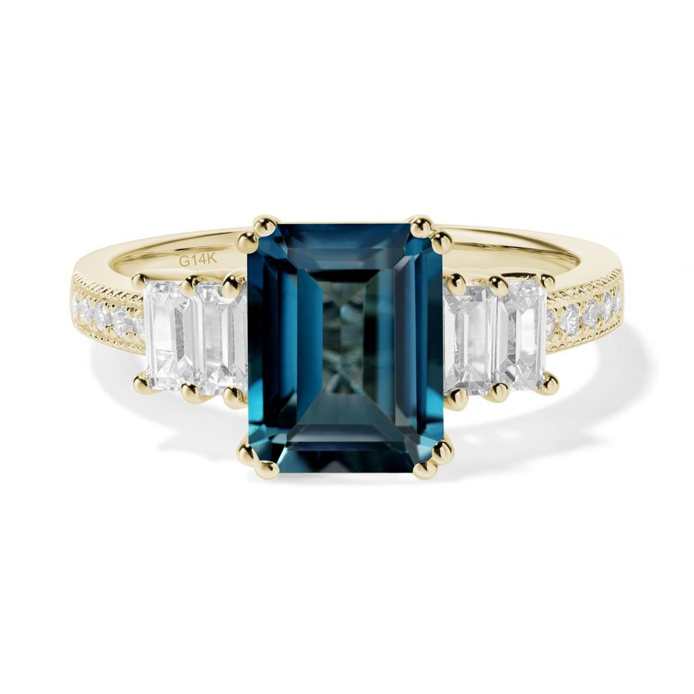 London Blue Topaz Double Prong Engagement Ring - LUO Jewelry #metal_14k yellow gold