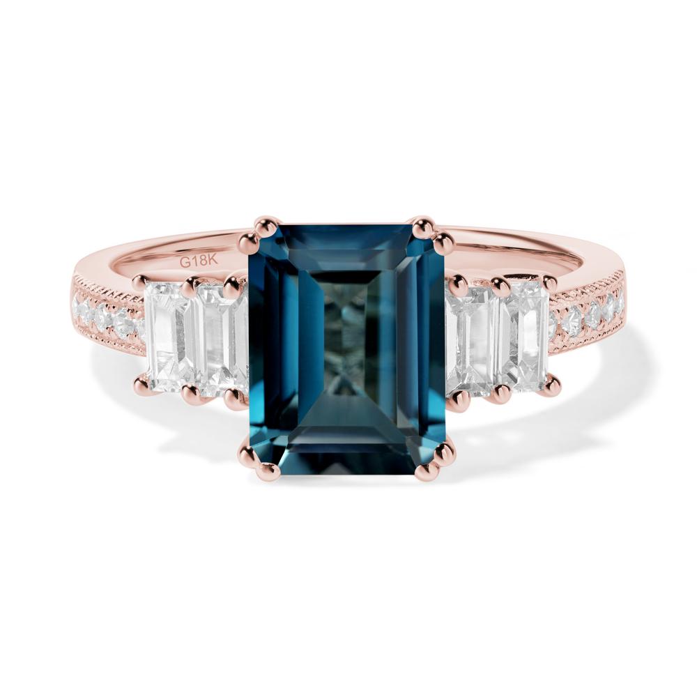 London Blue Topaz Double Prong Engagement Ring - LUO Jewelry #metal_18k rose gold