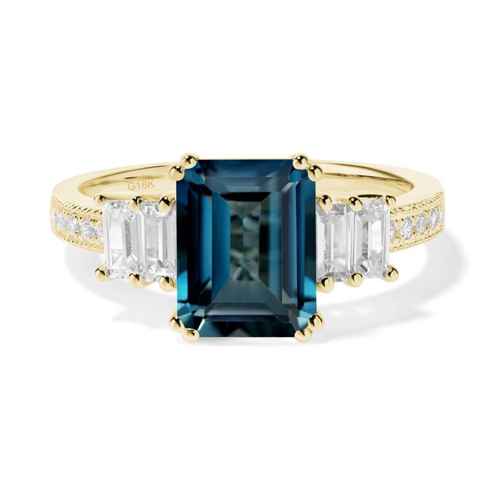 London Blue Topaz Double Prong Engagement Ring - LUO Jewelry #metal_18k yellow gold