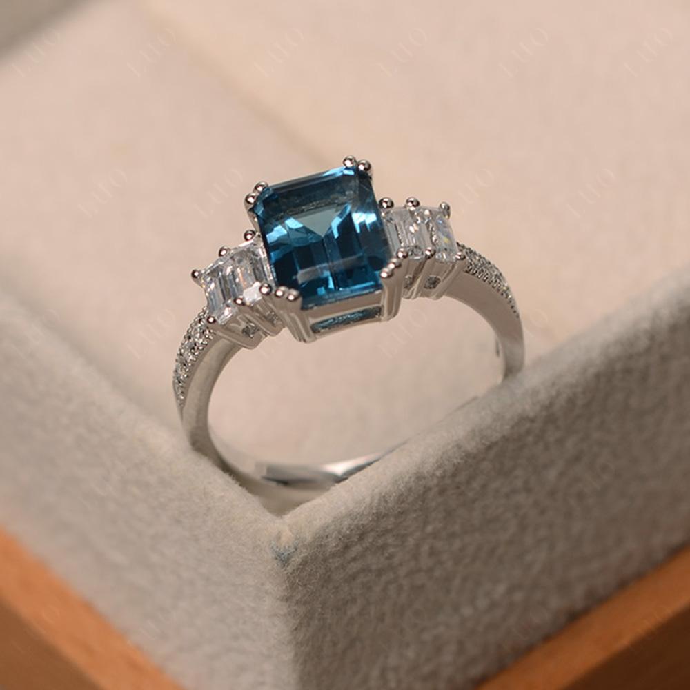 London Blue Topaz Double Prong Engagement Ring - LUO Jewelry 