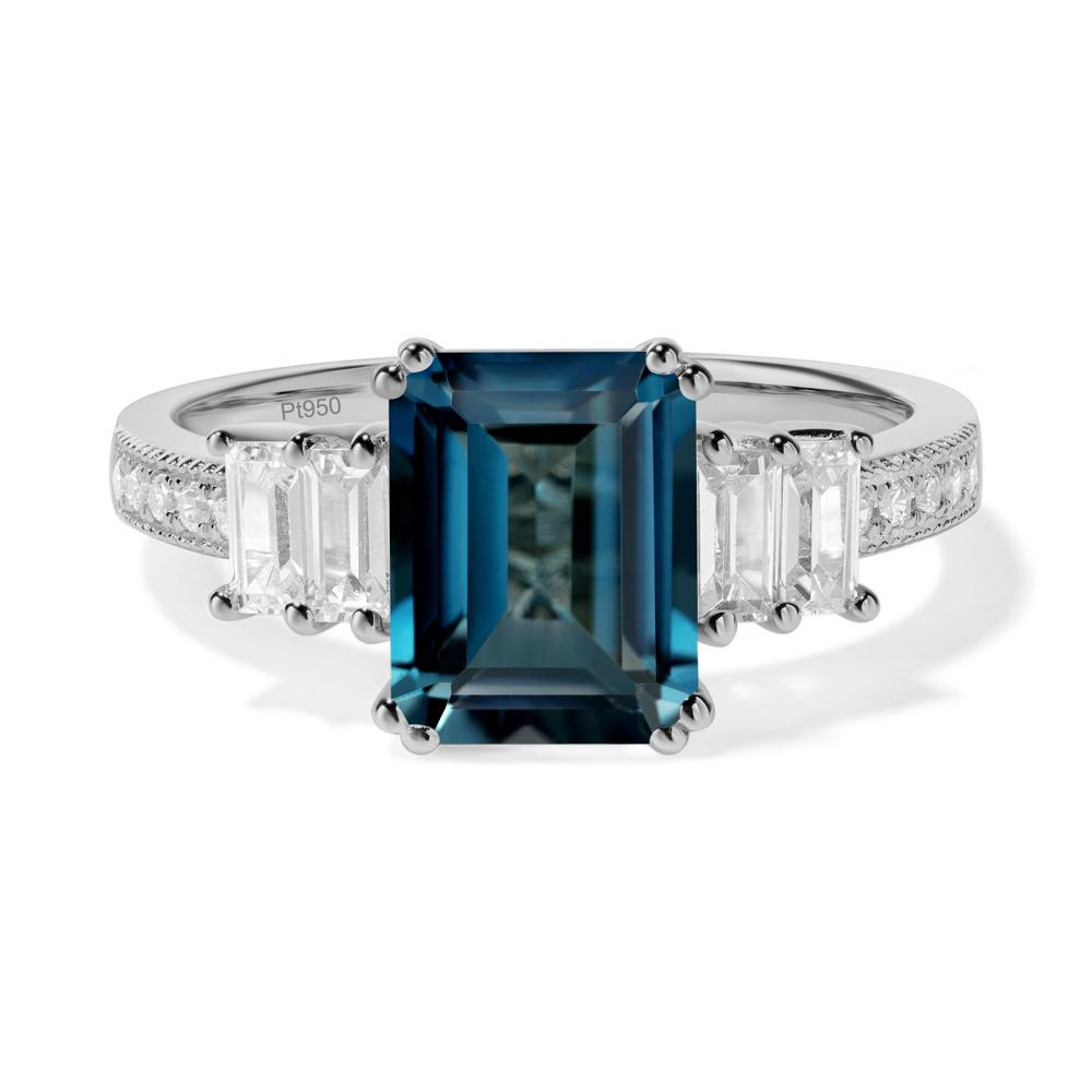 London Blue Topaz Double Prong Engagement Ring - LUO Jewelry #metal_platinum