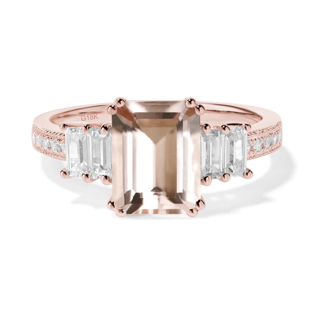 Emerald Cut Morganite Milgrain Ring - LUO Jewelry #metal_18k rose gold