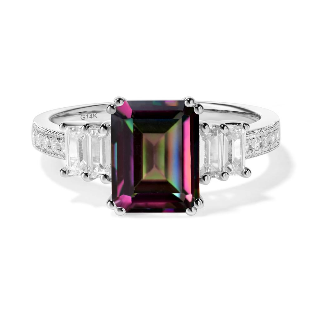 Mystic Topaz Double Prong Engagement Ring - LUO Jewelry #metal_14k white gold